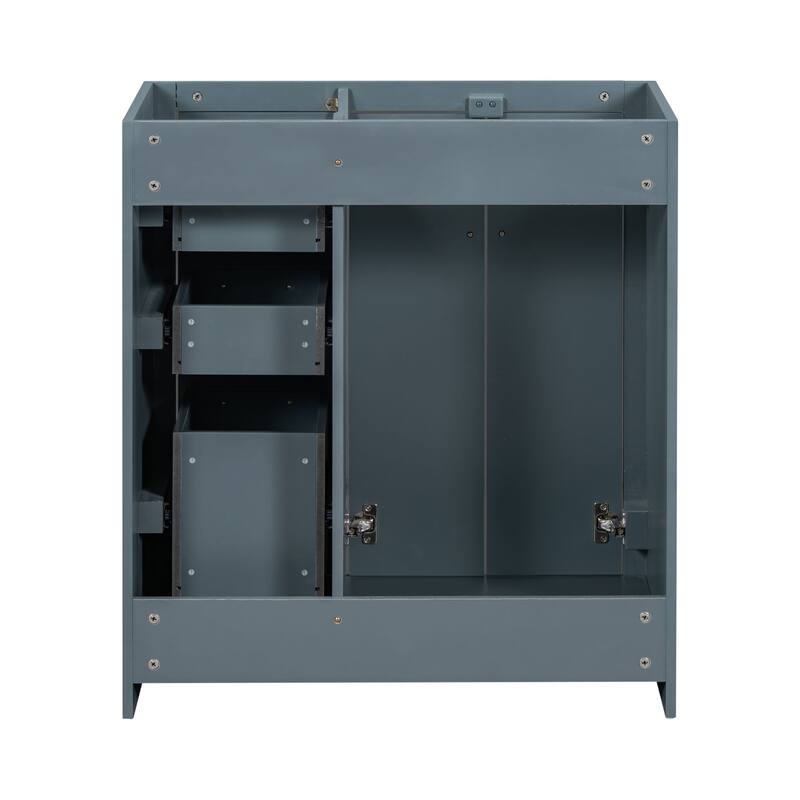 Retro Style Bathroom Vanity Cabinet with Solid Wood Frame, 3 Drawers, Soft-Closing Hinges - 29.53in L Solid Wood+MDF