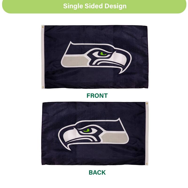 Seattle Seahawks Single Sided Flag w/ 2 Grommets, 3'x5'