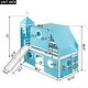 preview thumbnail 7 of 7, Blue Twin Size Pine Wood Castle Bunk Bed with Slide, Tent, Tower, Guardrail