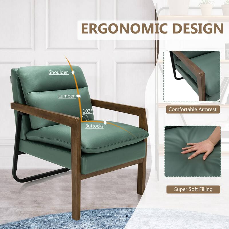 Gymax Set of 2 Single Sofa Chair Leisure Accent Chair w/ Wooden