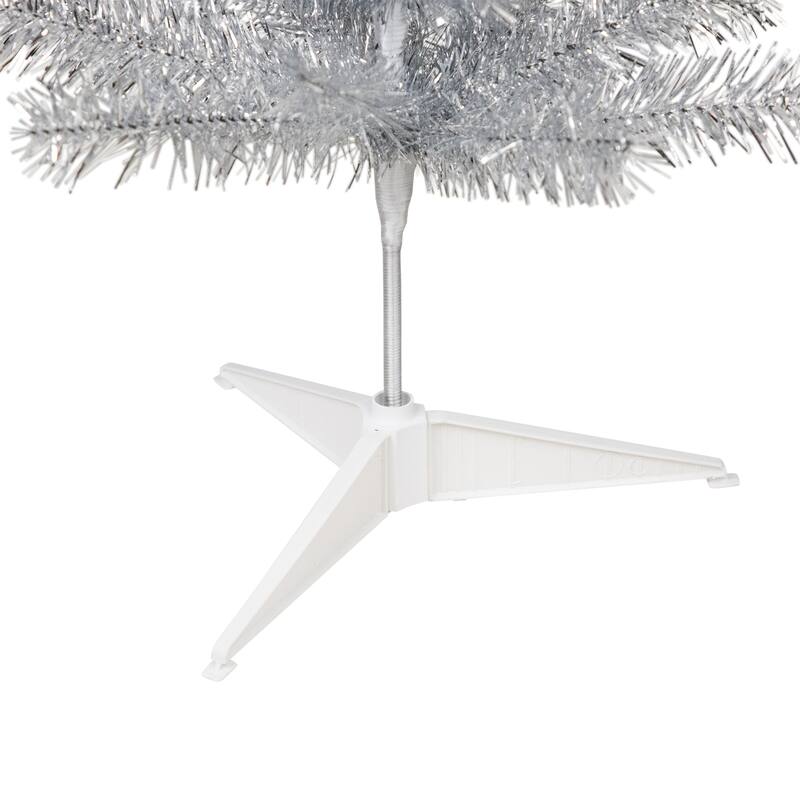 Artificial Tinsel Christmas Tree - 3' - Silver - Unlit - 3 Foot