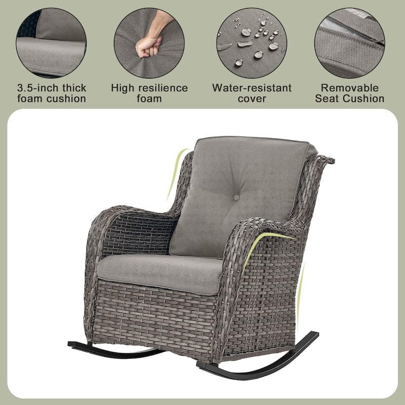 Patio Rocking Chair with Comfortable Cushions