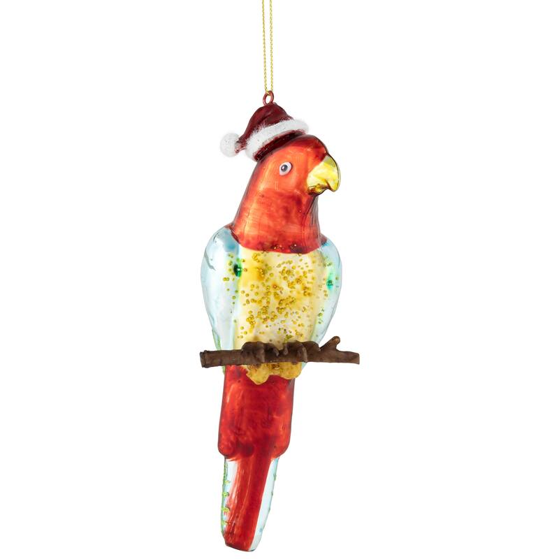6.5" Tropical Bird Glass Christmas Ornament