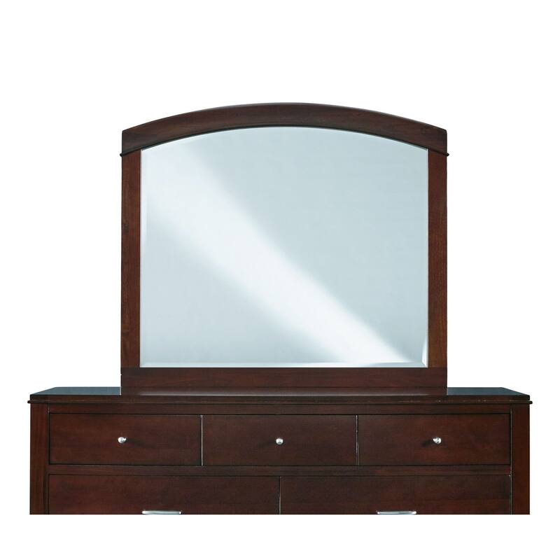 46 Inch Rectangular Arched Wooden Frame Mirror, Brown