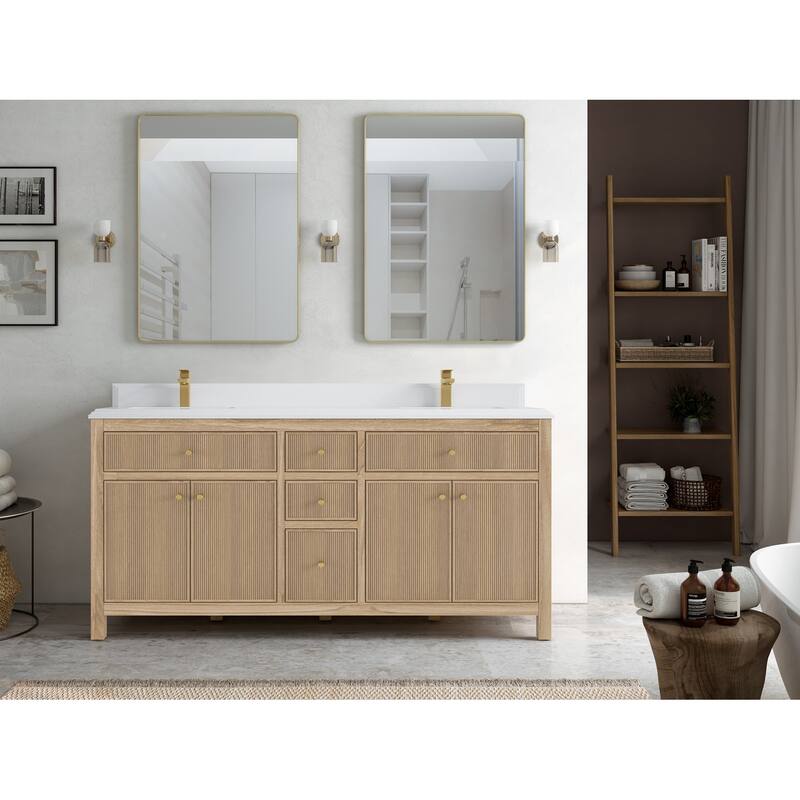 Willow Collections 72 in. W x 22 in. D Sonoma Teak Double Sink Bathroom Vanity with Countertop