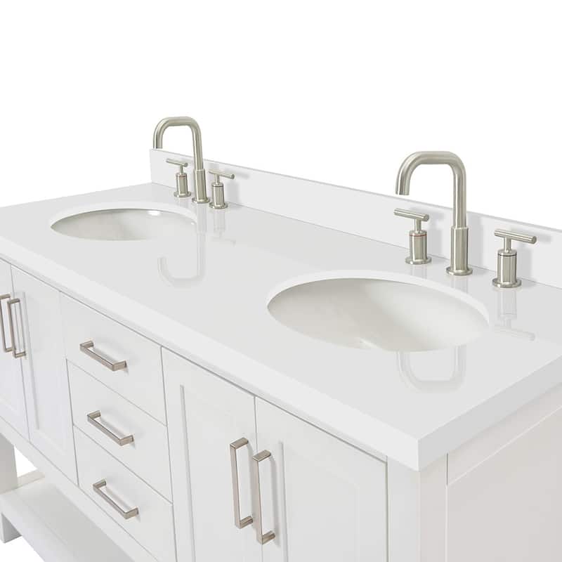 Ariel S061DWQOVO Magnolia 60" Free Standing Double Basin Vanity Set