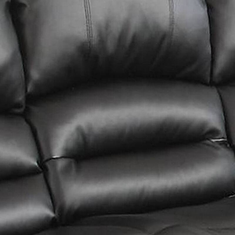 Nailhead Trim Leatherette Power Sofa, Black