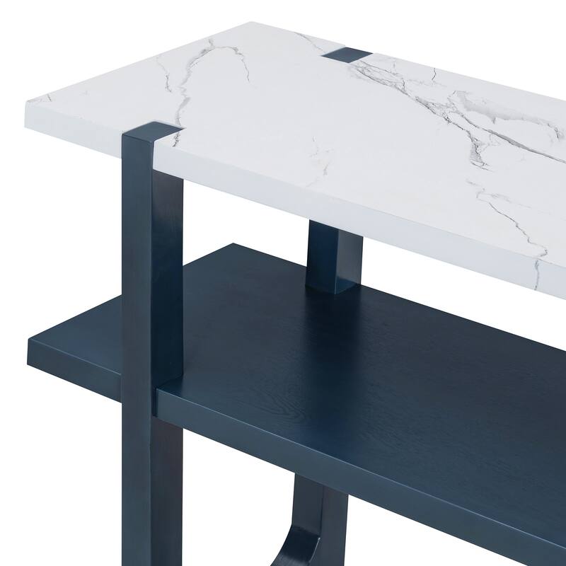Elegant Console Table with Marble-Effect Top and Versatile Storage Solutions for Entryway and Living Room