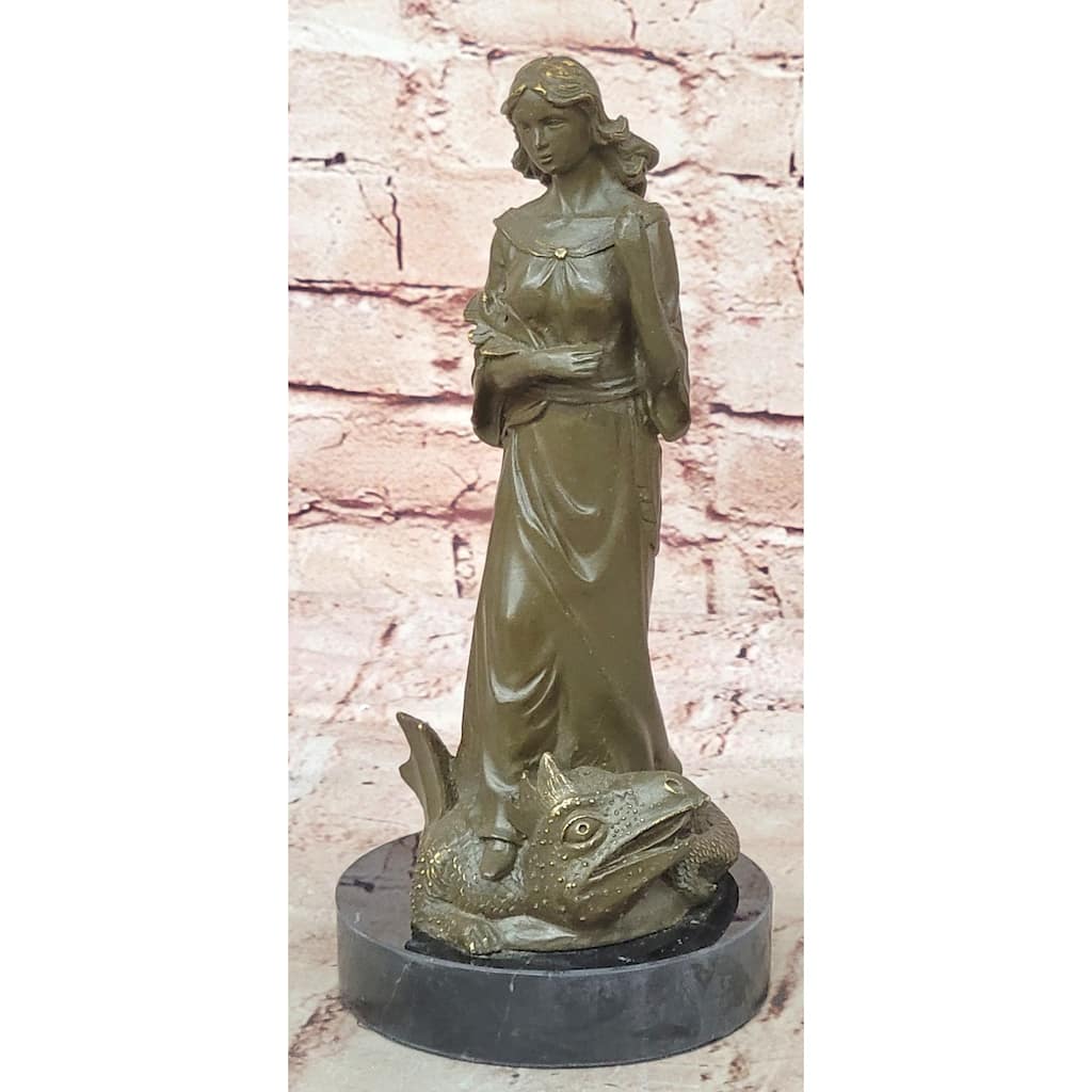 Saint Margaret Of Antioch Bronze Statue – Christian Woman With Dragon Figurine