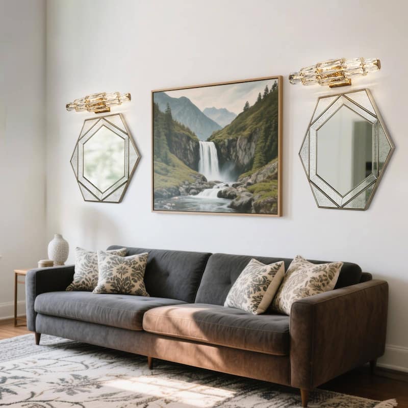 Modern Gold 1-Light LED Crystal Wall Sconce Cylinder Bathroom Vanity Light - W 6.8" x H 20"