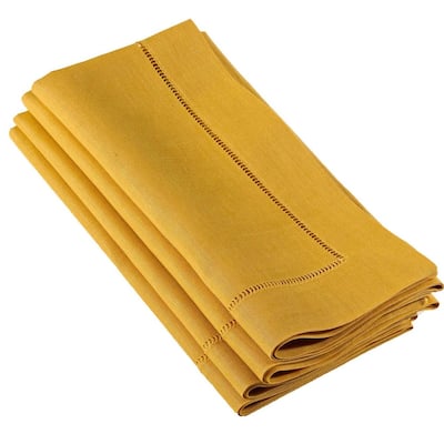 Hemstitched Linen Dinner Napkins (Set of 4)