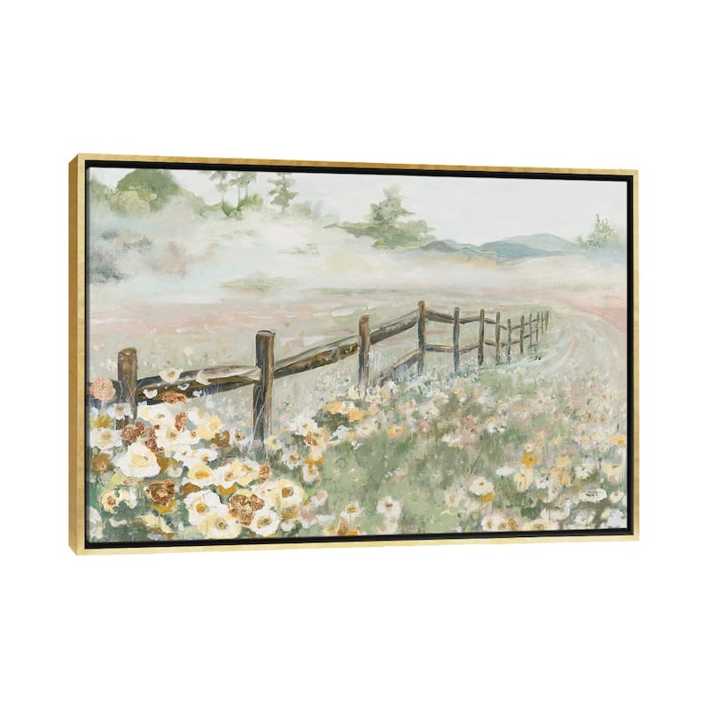 iCanvas "Fence with Flowers" by Patricia Pinto Framed Canvas Print - Gold - 32x48