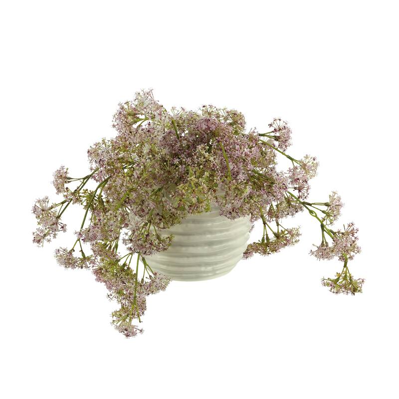 Weeping Laurel Arrangement in Ceramic Pot - Purple, Pink, White