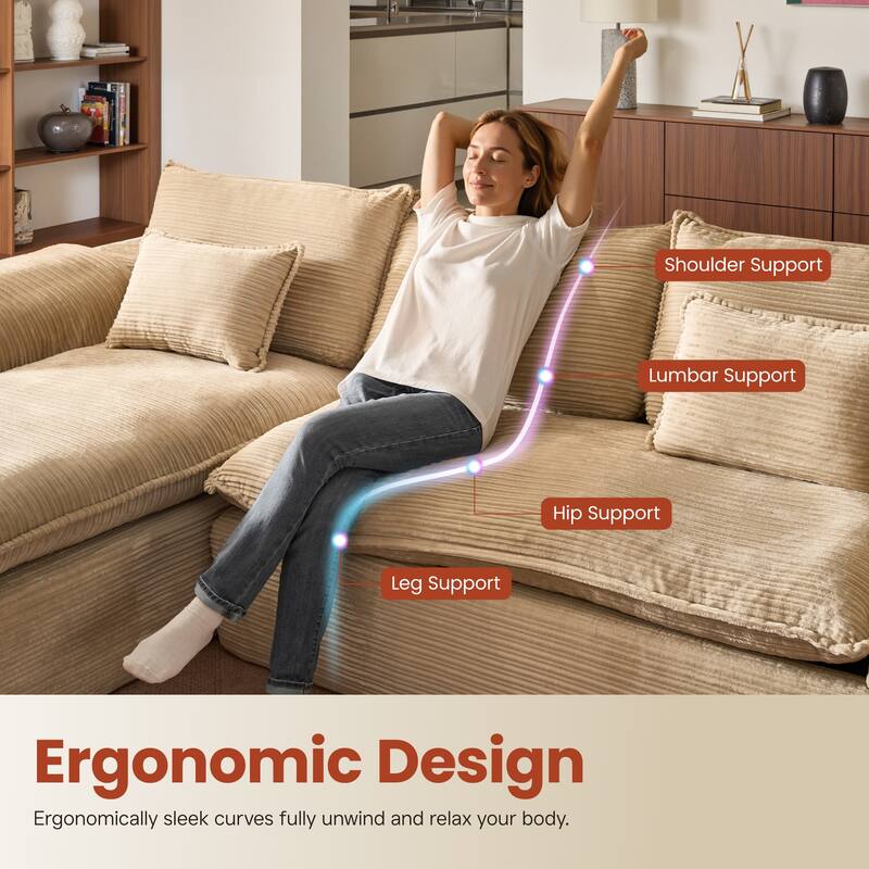 OVIOS L-Shaped Sofa with Dual-Tone Stripe Fabric​