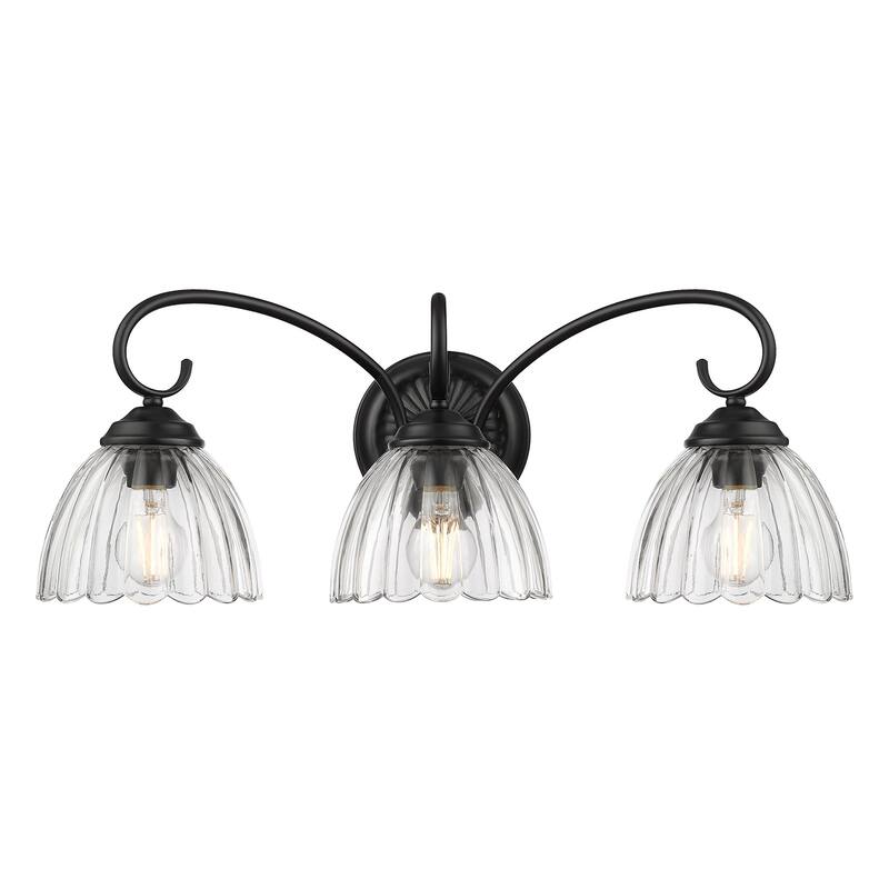 Golden Lighting 6952 BA3 CLR Audra 3 Light 7" Wide Vanity Light - Matte Black