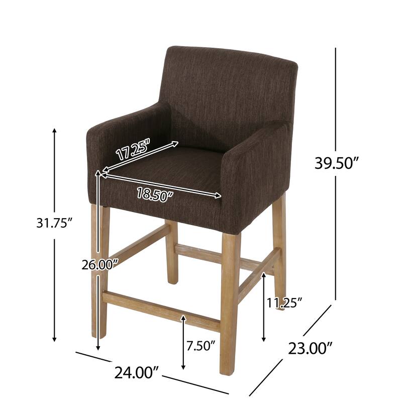 Armga Fabric Upholstered Wood 26 inch Counter Stools (Set of 2) by Christopher Knight Home