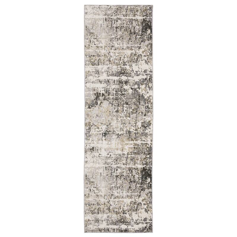 Style Haven Nelson Distressed Abstract Grey/ Ivory Indoor Area Rug - 2' 3" x 7' 6" - Runner