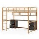 preview thumbnail 13 of 24, Full Size Metal Loft Bed with Desk, Drawers and Bedside Tray, Charging Station, USB and Socket
