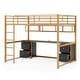 preview thumbnail 13 of 11, Gold+Black Full Metal Loft Bed with Desk, Drawers & Charging Station