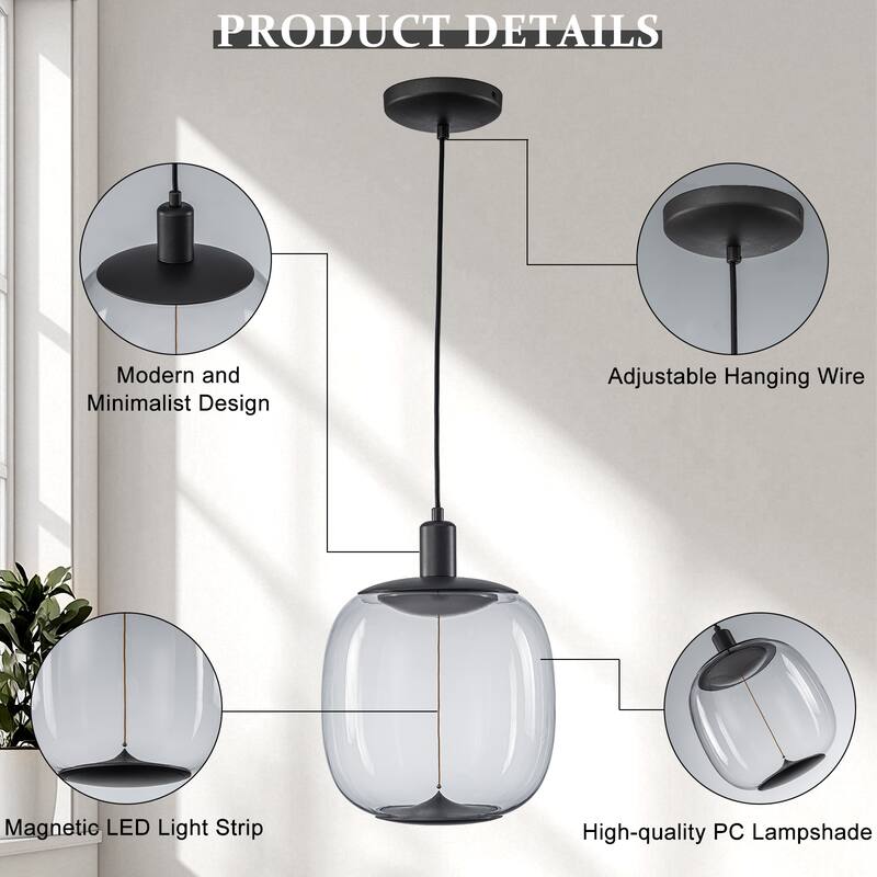 1 Light Clear Plastic Linear Magnetic LED Strip Pendant Lighting