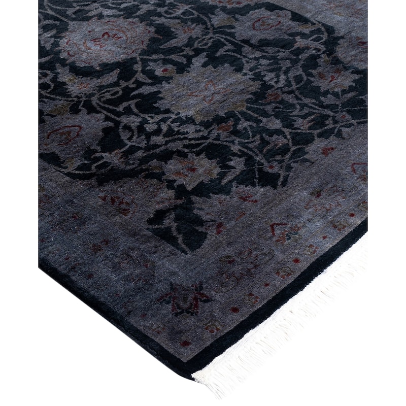 Overdyed One-of-a-Kind Hand-Knotted Area Rug - Black - 2' 7" x 16' 3"