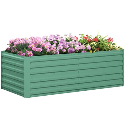 Modern Minimalist Garden Bed with Open Bottom Design, for Vegetables Flowers Plants and Herbs, Light Green - 8' x 10'