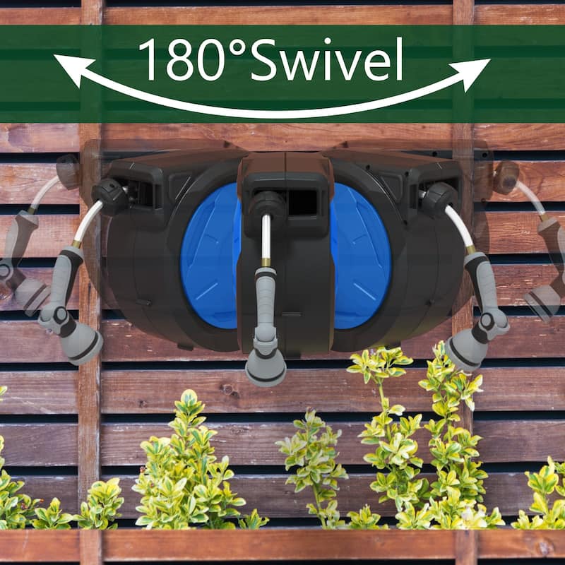 Heavy-Duty Rust-Proof Steel Garden Hose Reel with Auto-Rewind – Tangle-Free Yard Hose Storage for Lawn, Backyard & Garage