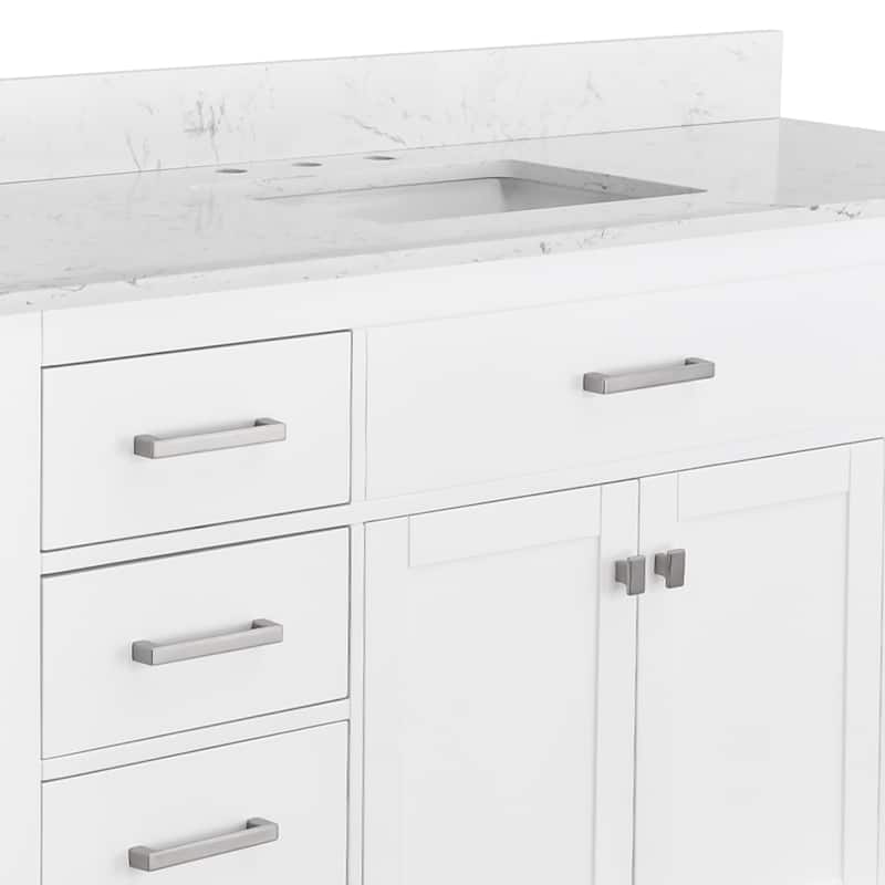 PROOX Freestanding Bathroom Vanity Engineer Stone with Ceramic Rectangular Sink