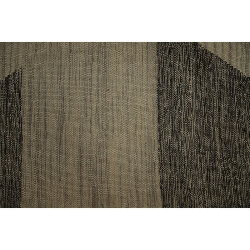 Hand Woven Oriental 100% Wool Carpet Southwestern Modern Greys & Charcoal Kilim Runner Rug - 9' 8'' X 2' 6''