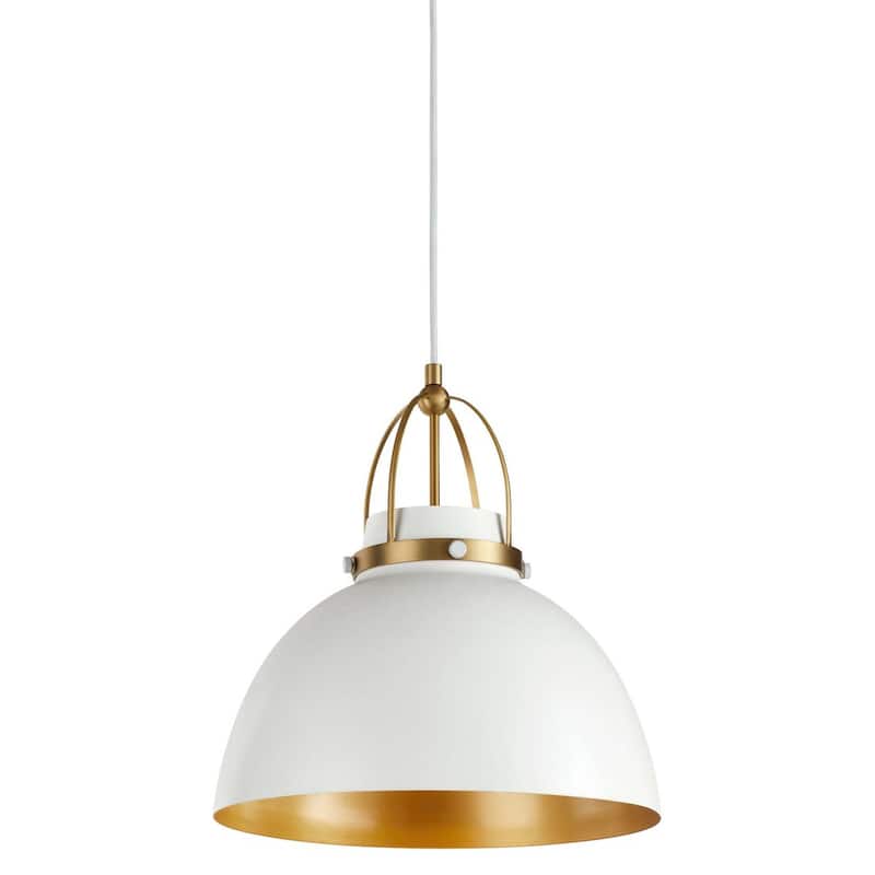 Quorum International 823-80 Fort Worth 16" Wide Pendant - Studio White / Aged Brass