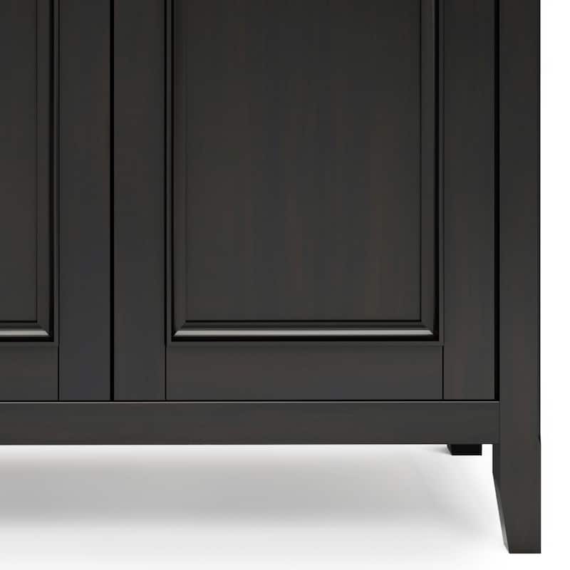WYNDENHALL Halifax SOLID WOOD 66" Wide Transitional Wide 4Door Storage Cabinet in Hickory Brown - 18"d x 66" w x 34"h