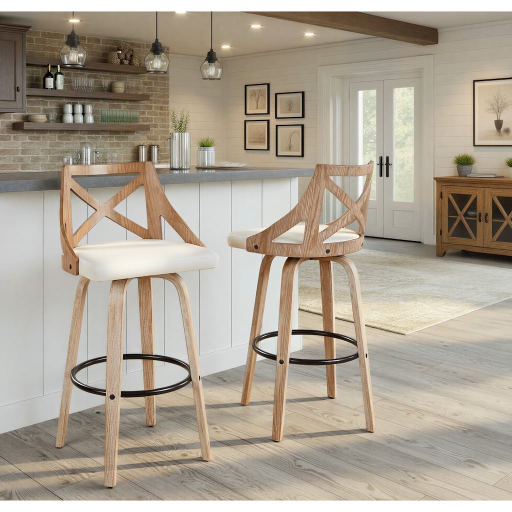 The Gray Barn Charlotte 30" Fixed-Height Bar Stool with Bent Wood Legs (Set of 2)