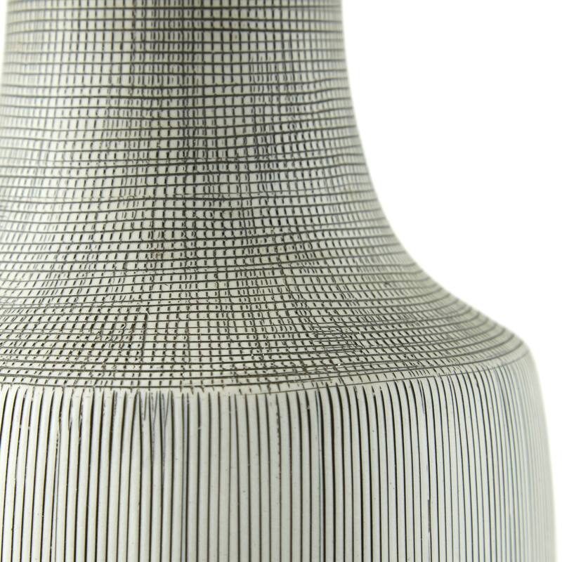 Ophelia Table Lamp-Black & White Grid Porcelain Ceramic