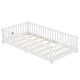 preview thumbnail 22 of 38, Twin Size Pine Wood Floor Bed with Safety Guardrails and Door for Kids, Boys, Girls, Bedroom