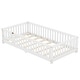 preview thumbnail 9 of 12, White Twin Size Pine Wood Floor Bed with Safety Guardrails and Door for Kids, Boys, Girls, Bedroom