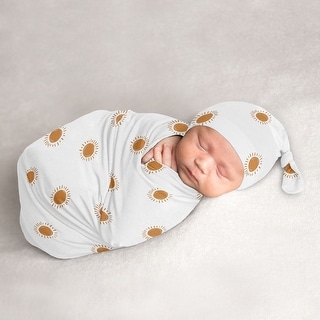 White and Orange Boho Sun Baby Cocoon and Beanie Hat Sleep Sack 2pc Set ...