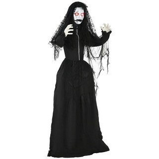 Animated Zombie Bride with Dropping Jaw, Glowing Red Eye