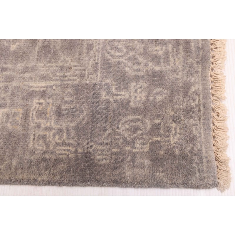 ECARPETGALLERY Hand-knotted Finest Oushak Dark Grey Wool Rug - 5'11 x 8'10