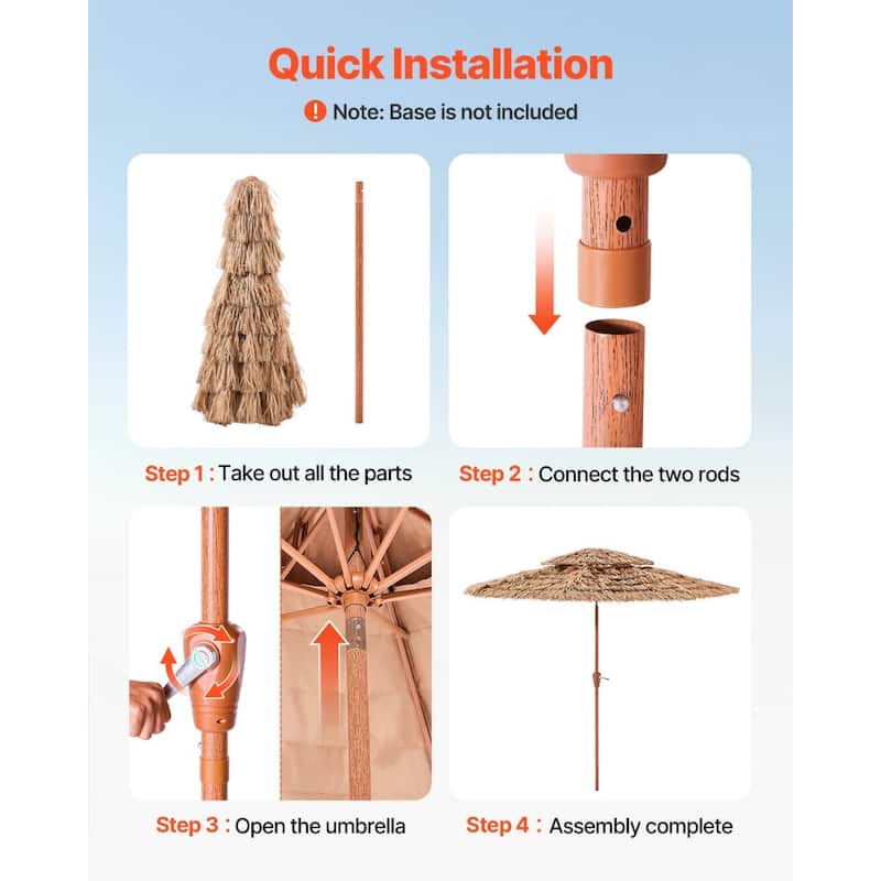9 ft Beach Umbrella with Adjustable Tilt and Easy Setup for Outdoors - 108” x 7.2” x 96”