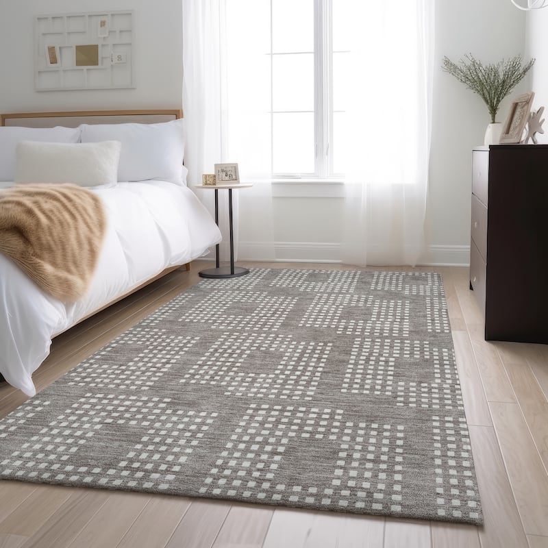 Premium Washable Super Soft Modern Houndstooth Mayfield Rug - Taupe - 9' x 12'
