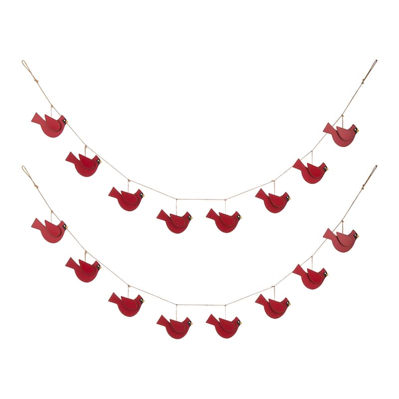 Glitzhome Set of 2 6'L Metal Christmas Tree in Truck Garlands - Bird