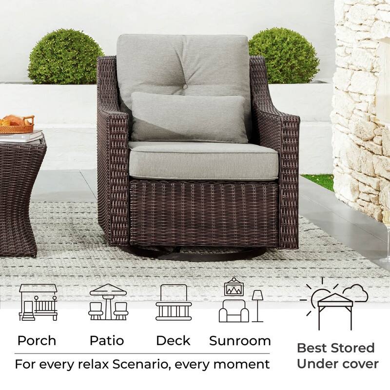 Murphy Outdoor Wicker Patio Furniture Swivel Glider Chair