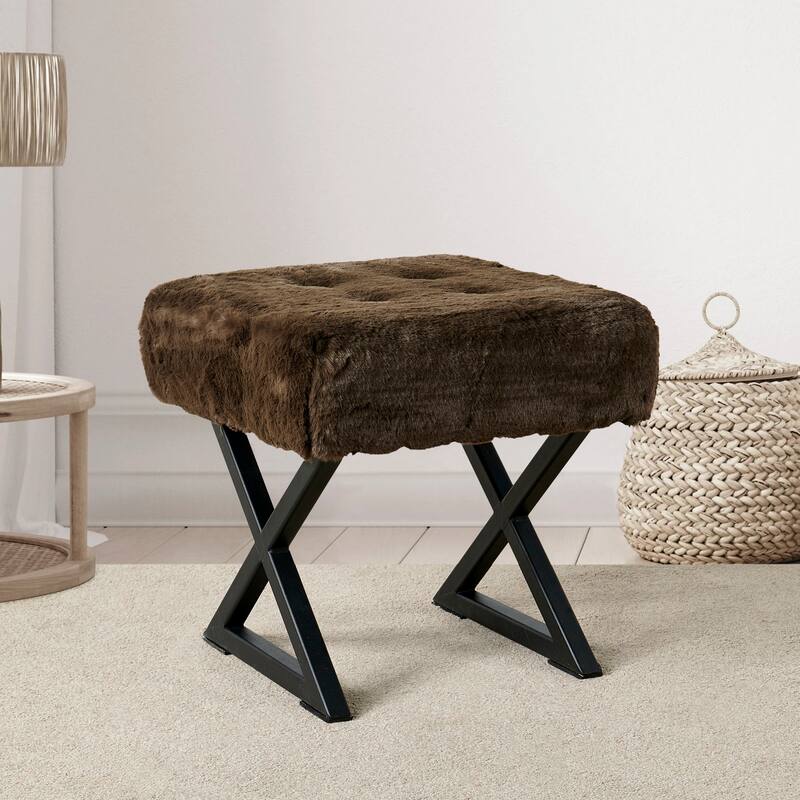 FauxFur Ottoman Vanity Stool 19"X19"X19".