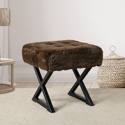 FauxFur Ottoman Vanity Stool 19"X19"X19".