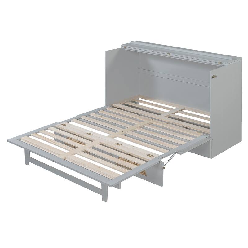 Modern Murphy Bed with Large Drawer, USB Ports, and Outlets