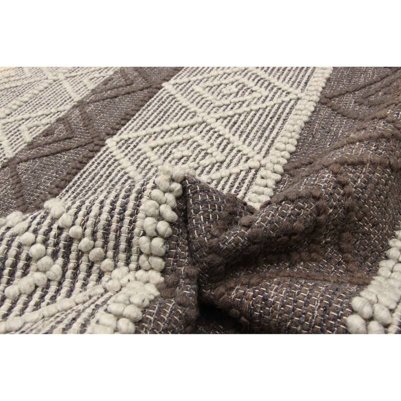 ECARPETGALLERY Braid weave Sienna Brown Wool Rug - 6'1 x 9'1