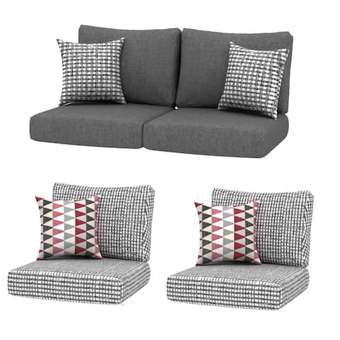 4PC Chat Mixed Outdoor 24x24 Replacement Cushions with Pillows - 4PC Chat Mix