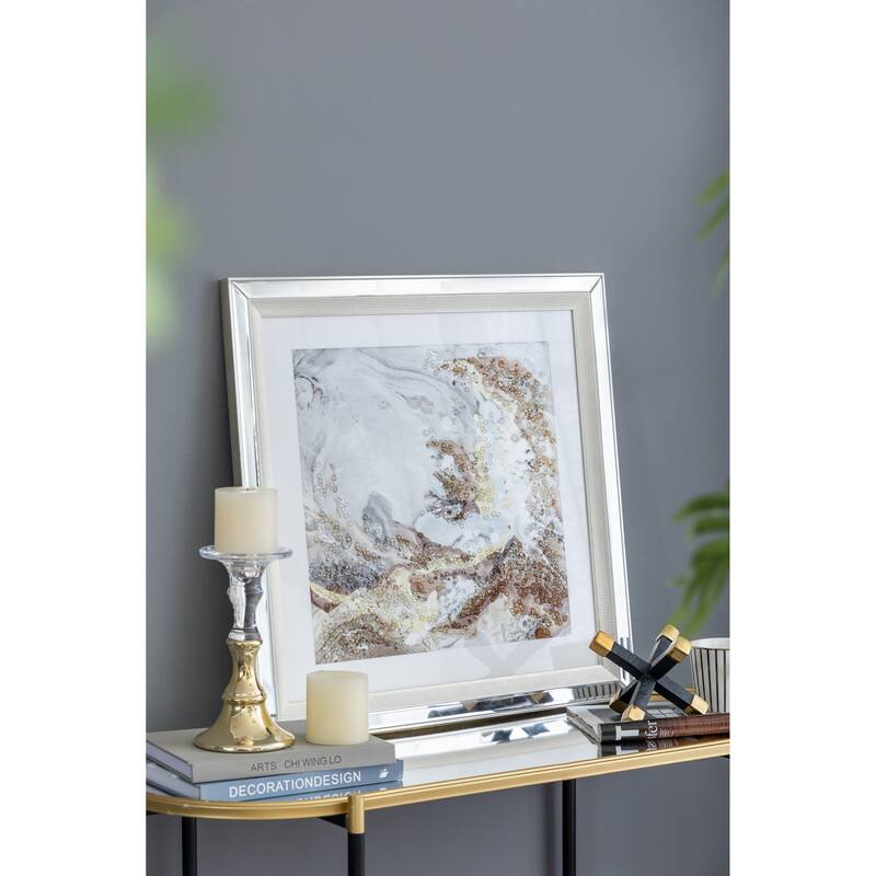 23.6x23.6" Perryman Crystal Mirror Framed Wall Art on Mellow Golden Tint Background