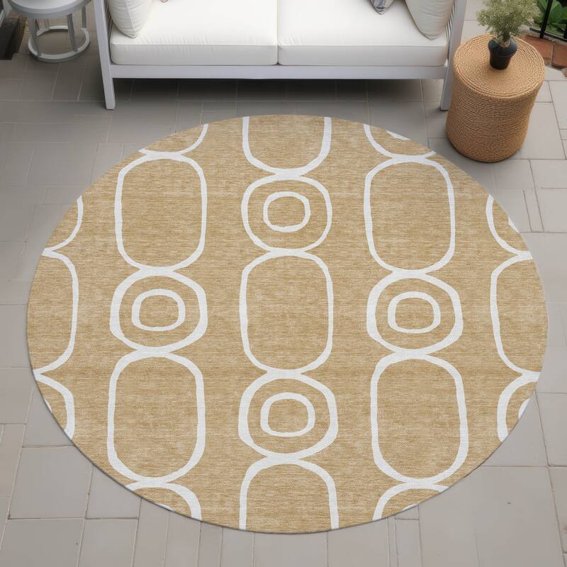 Machine Washable Indoor/ Outdoor Modern Vibe Chantille Rug - Gold - 8' x 8'