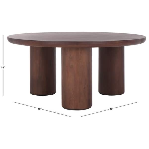 dimension image slide 3 of 4, SAFAVIEH Home Mork 3-Leg Round Top Coffee Table - 40" W x 40" D x 18" H